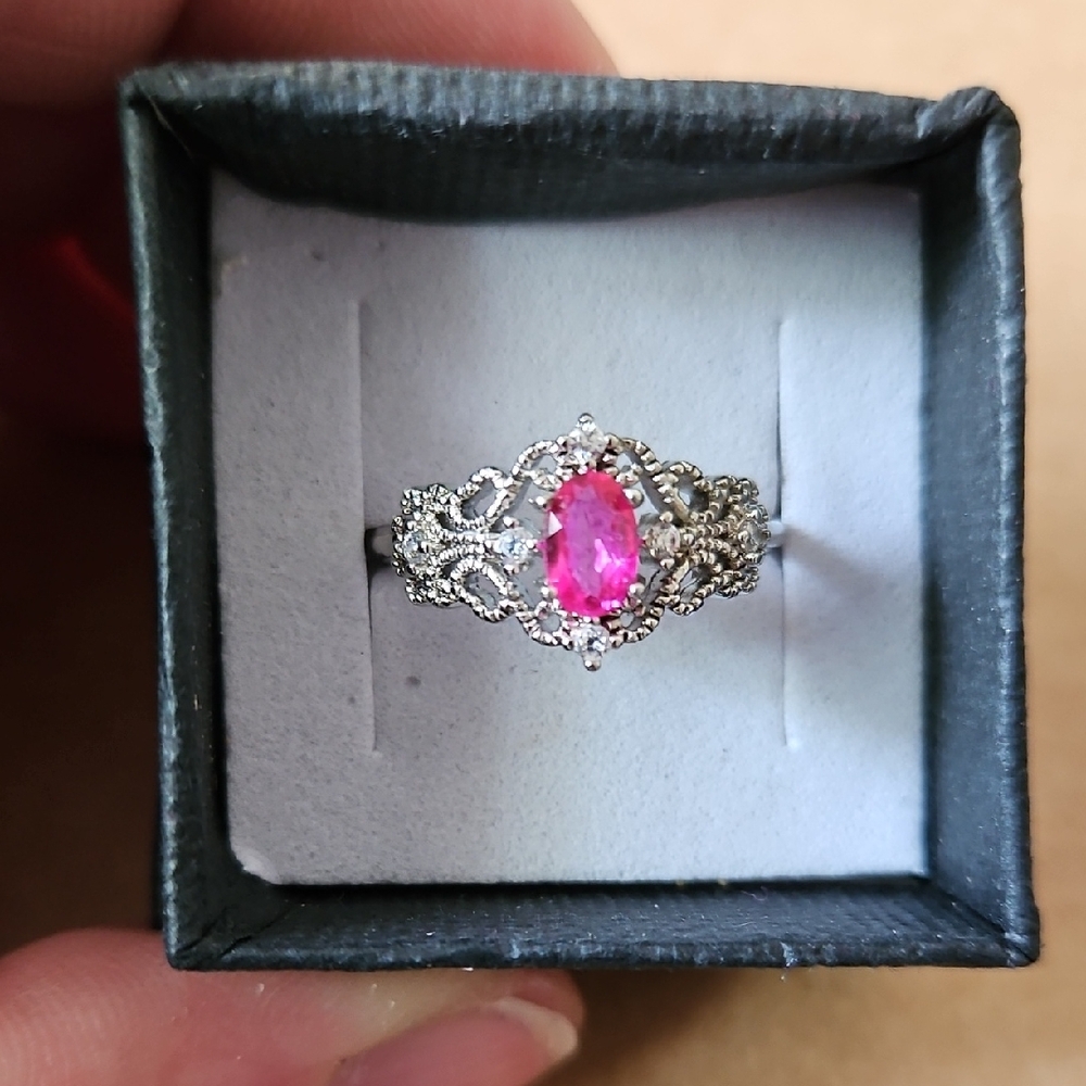 Hot Pink Topaz Gemstone Ring